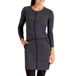 ATHLETA Destiny Long Sleeve Pocket Dark Grey Space Dye Dress - Medium